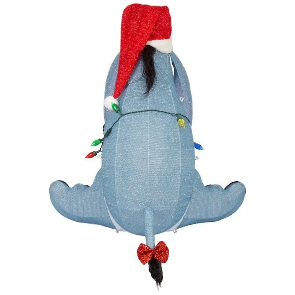 2.5 Foot Eeyore Disney Tinsel Christmas Santa Hat LED Lights Yard Decoration